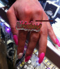 SILVER or Gold Plated two finger name ring with color acrylic background